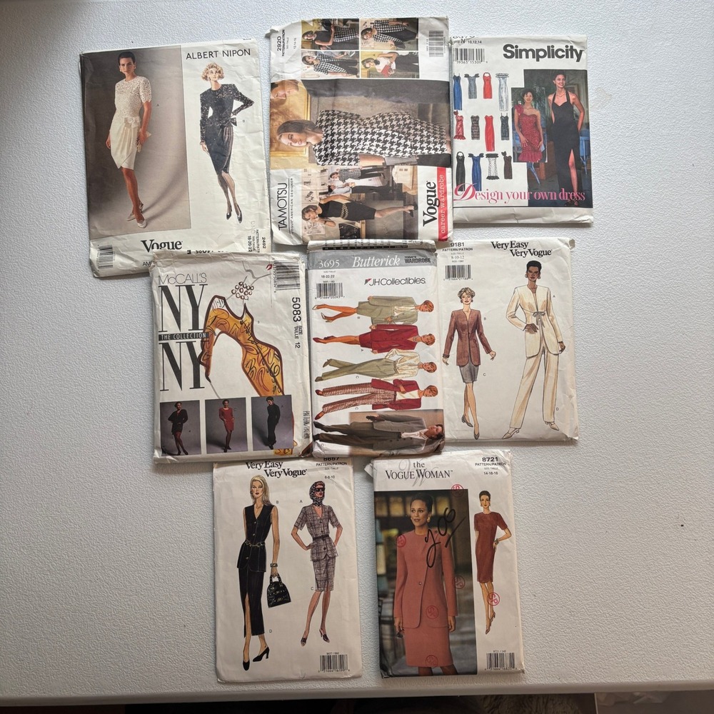 Lot of 8 VTG 90's Sewing Patterns CUT Women Men Fashion Crafts PREOWNED AND OPEN